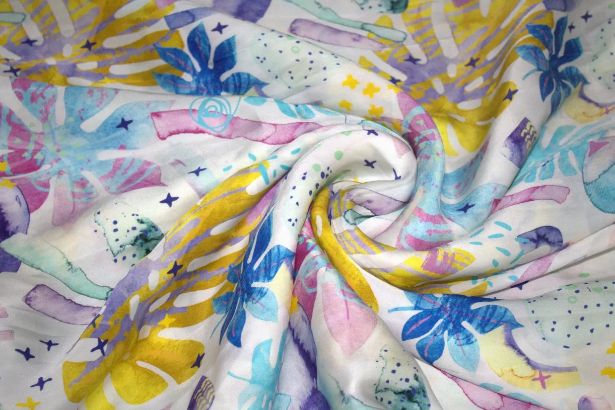 100% PURE SILK SATIN FABRIC 80 GRAMS 20.20MM DIGITAL PRINT  44" wide available in 3 designs