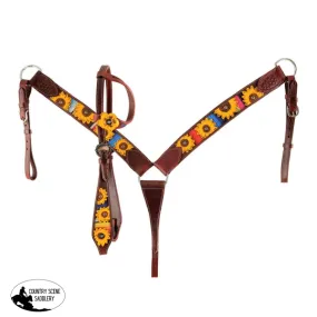 8046  Showman ® One Ear Medium Oil Headstall and Breast Collar Set