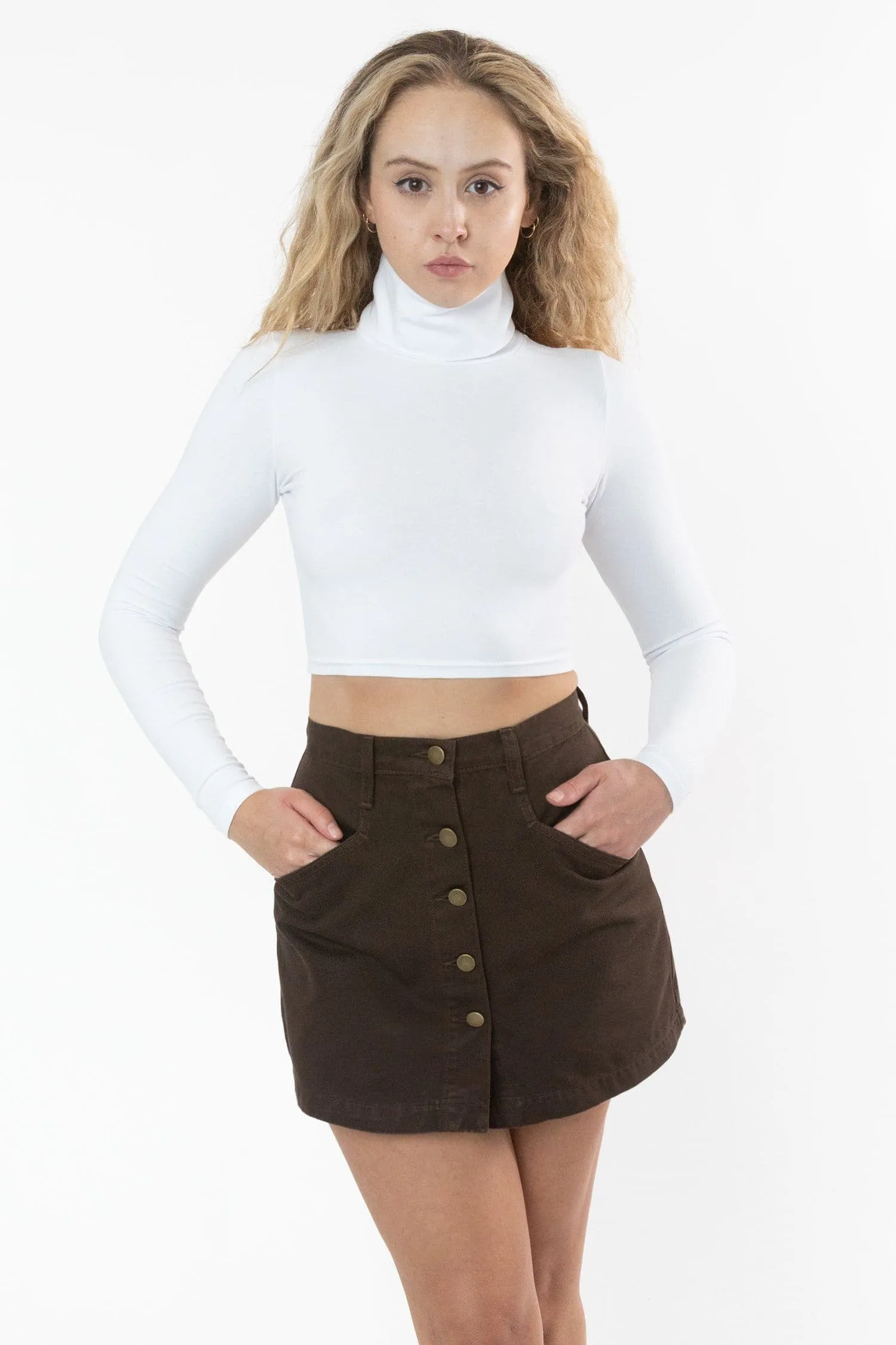 8366GD - Cropped Cotton Spandex Garment Dye Turtleneck