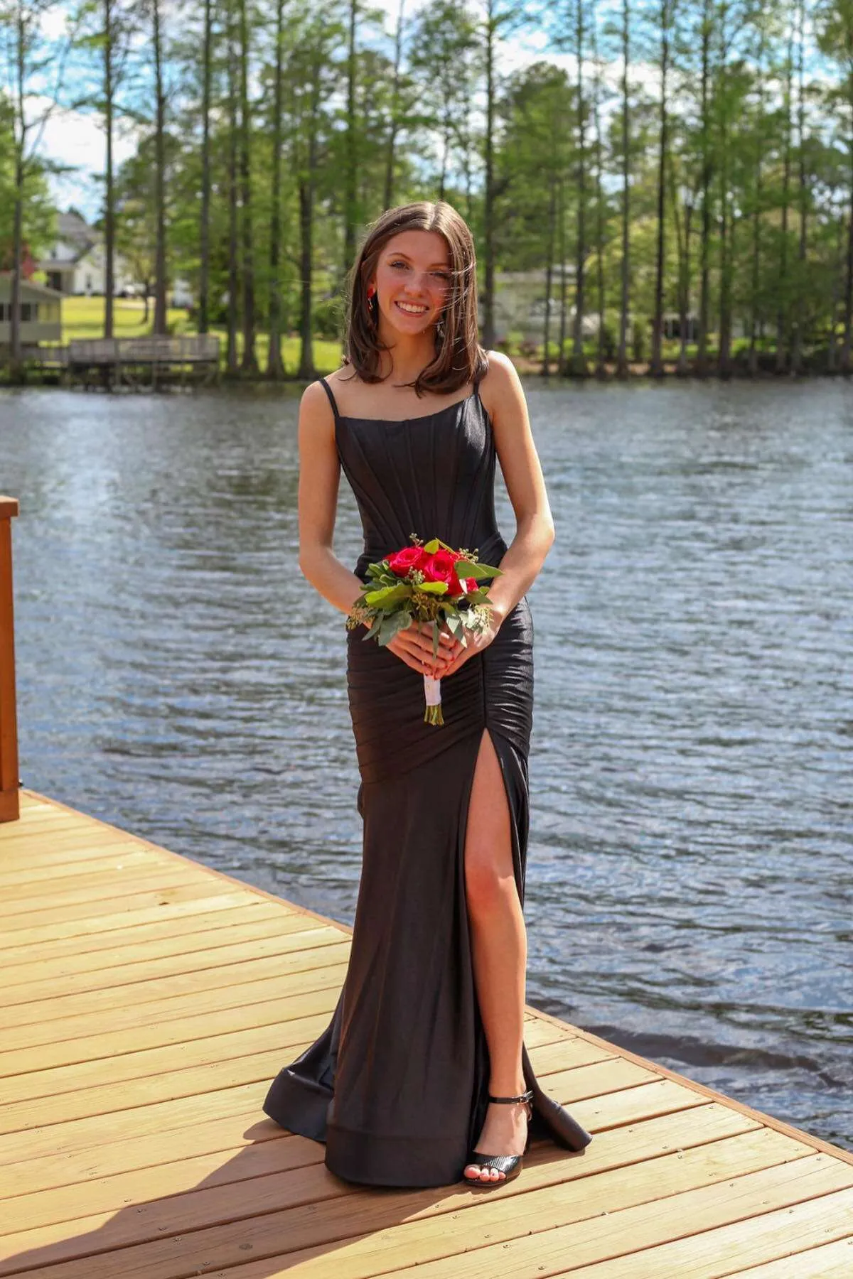 Addilynn| Mermaid Scoop Neck Satin Prom Dress with Slit