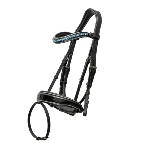 Adriana - Black Patent Blue Sparkle Snaffle Bridle