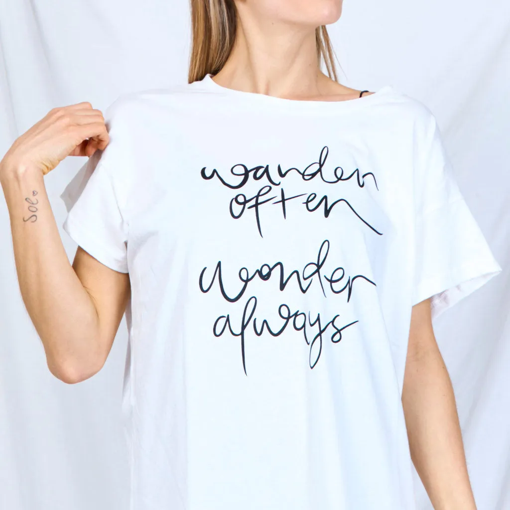 Basic T-shirt with print "Wonder often"  wholesale