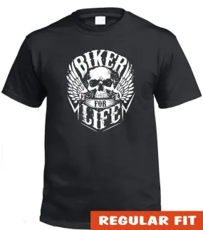 Biker For Life Adults Skull T-Shirt (Black)