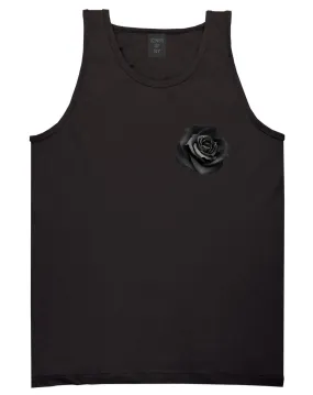 Black Noir Rose Flower Chest Logo Tank Top