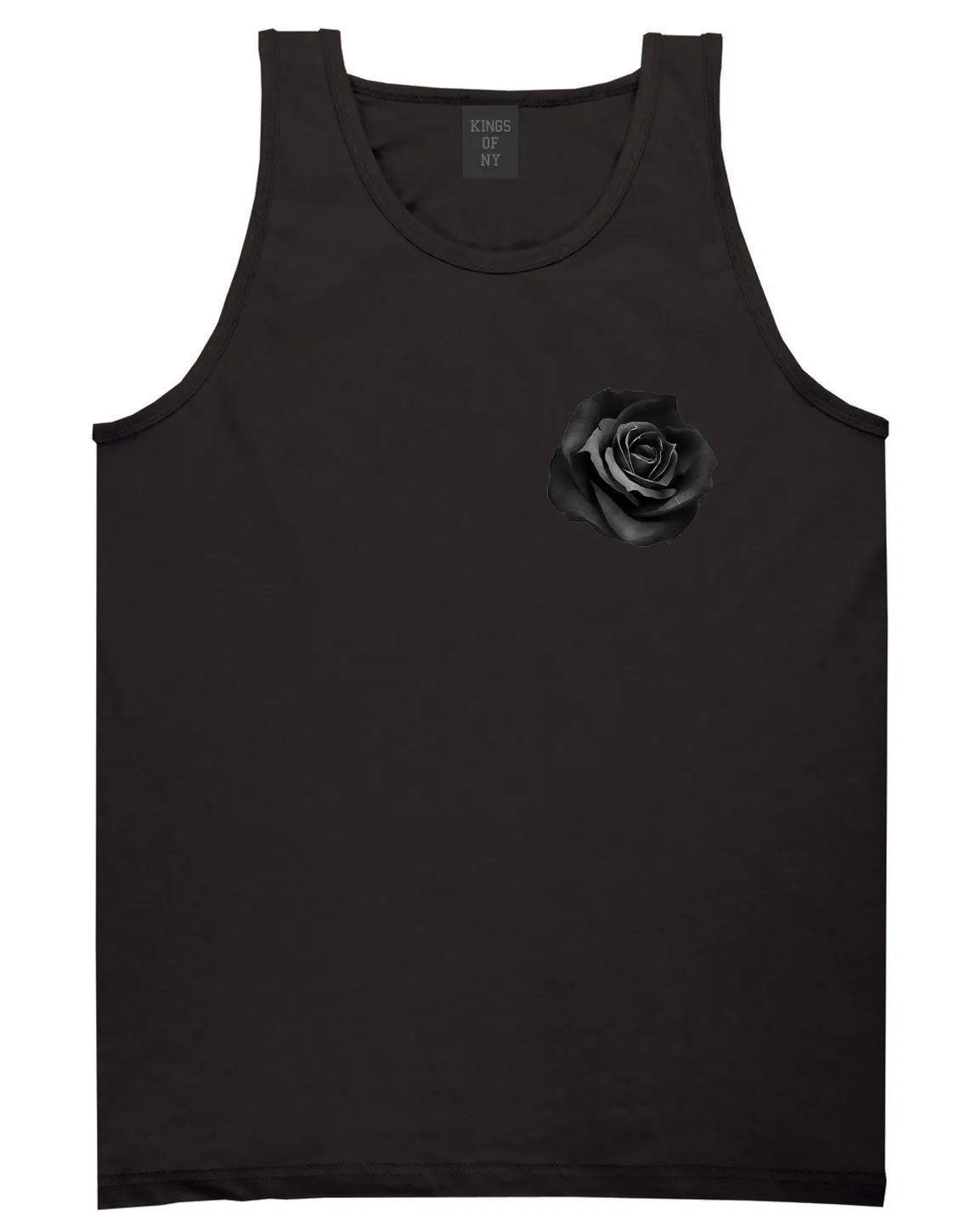 Black Noir Rose Flower Chest Logo Tank Top