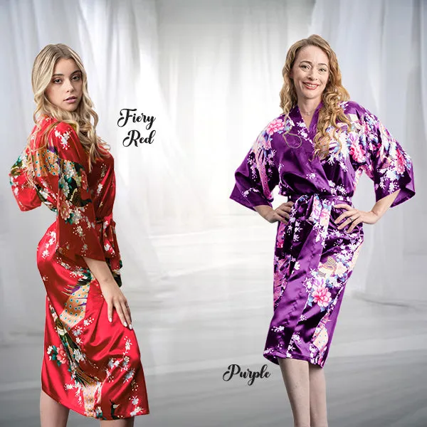 Bridesmaid Robe Set of 10, Floral, Womens Sizes 2-18, Mid Length