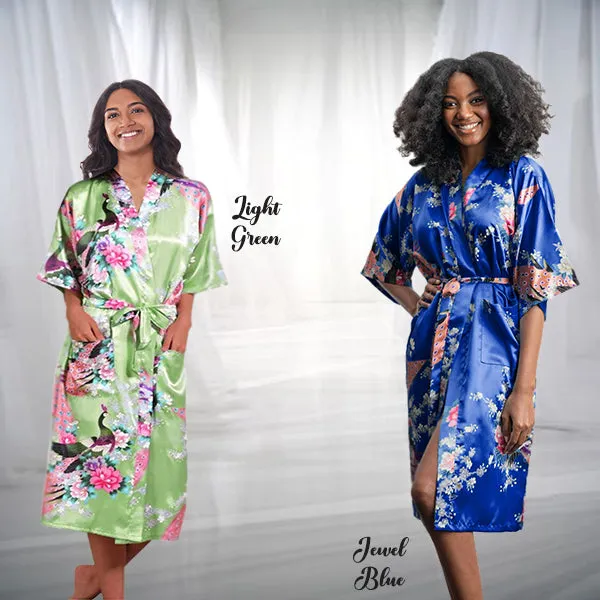 Bridesmaid Robe Set of 10, Floral, Womens Sizes 2-18, Mid Length