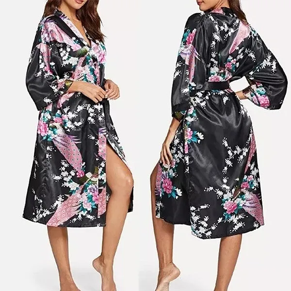 Bridesmaid Robe Set of 10, Floral, Womens Sizes 2-18, Mid Length