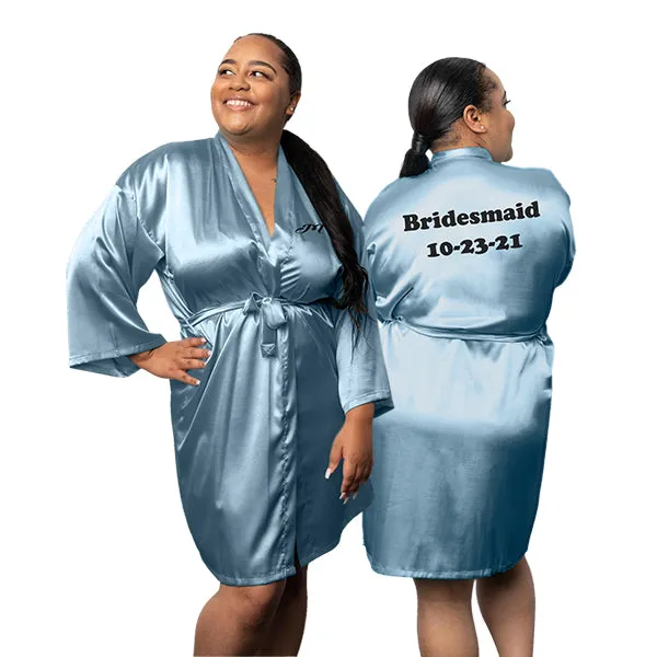 Bridesmaid Robe Set of 3, Personalized Robes in Front & Back, 26 Colors, 3T-6XL