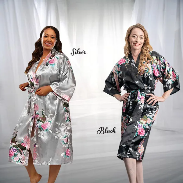 Bridesmaid Robe Set of 7, Floral, Womens Sizes 2-18, Mid Length