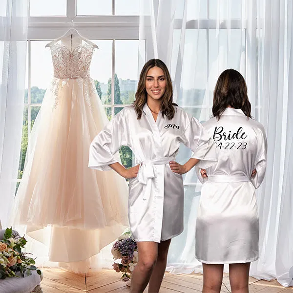 Bridesmaid Robe Set of 7, Personalized Robes in Front & Back, 26 Colors, 3T-6XL