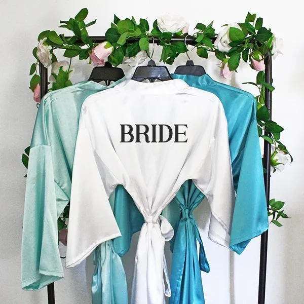 Bridesmaid Robe Set of 7, Personalized Robes in Front & Back, 26 Colors, 3T-6XL