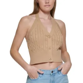 CALVIN KLEIN - Cable-Knit Cotton Halter Top