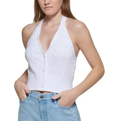 CALVIN KLEIN - Cable-Knit Cotton Halter Top