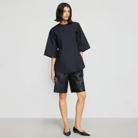 Catie Side-Zip Oversized Tulip-Hem Top