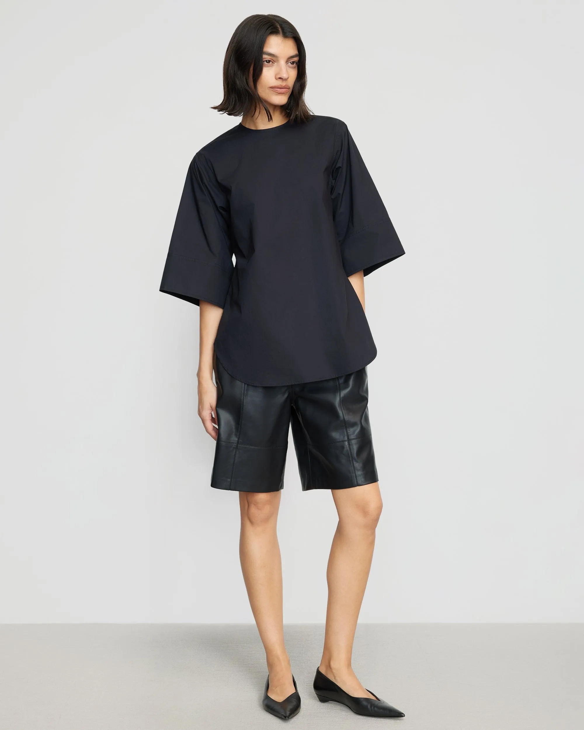 Catie Side-Zip Oversized Tulip-Hem Top