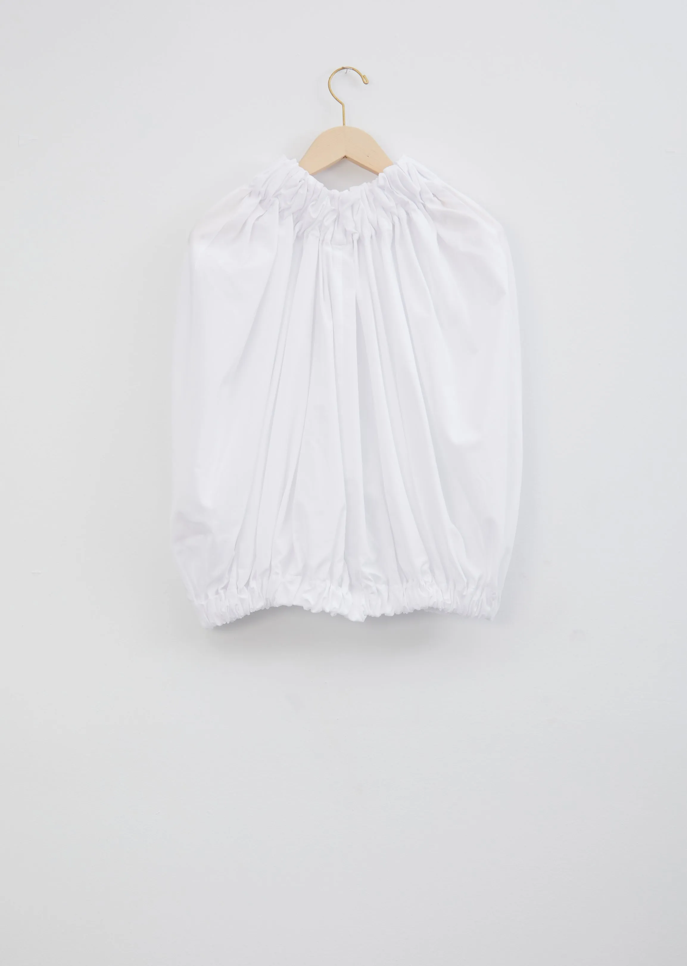 Cotton Broadcloth Ruched Shortsleeve Blouse