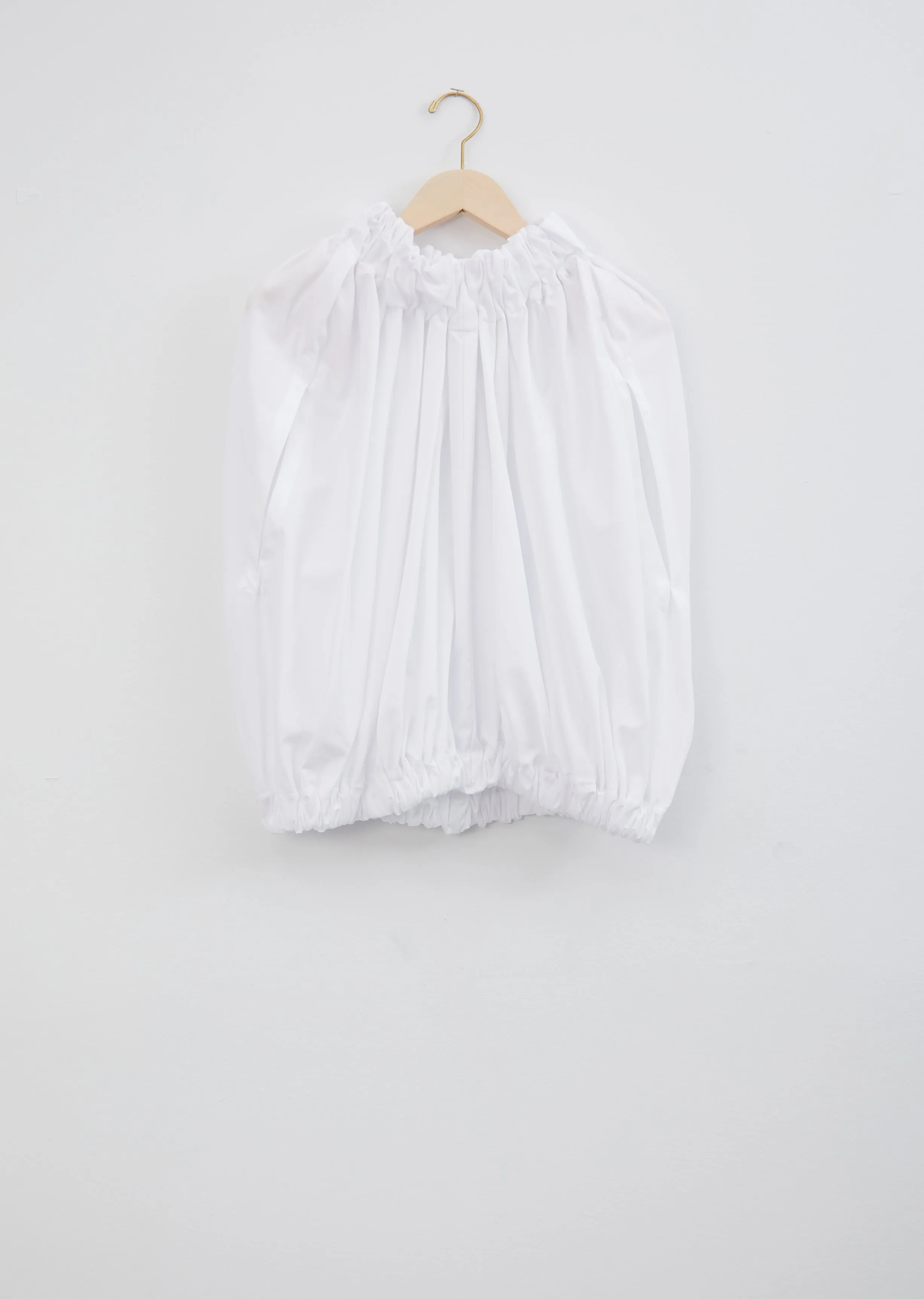 Cotton Broadcloth Ruched Shortsleeve Blouse