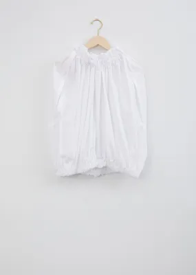 Cotton Broadcloth Ruched Shortsleeve Blouse