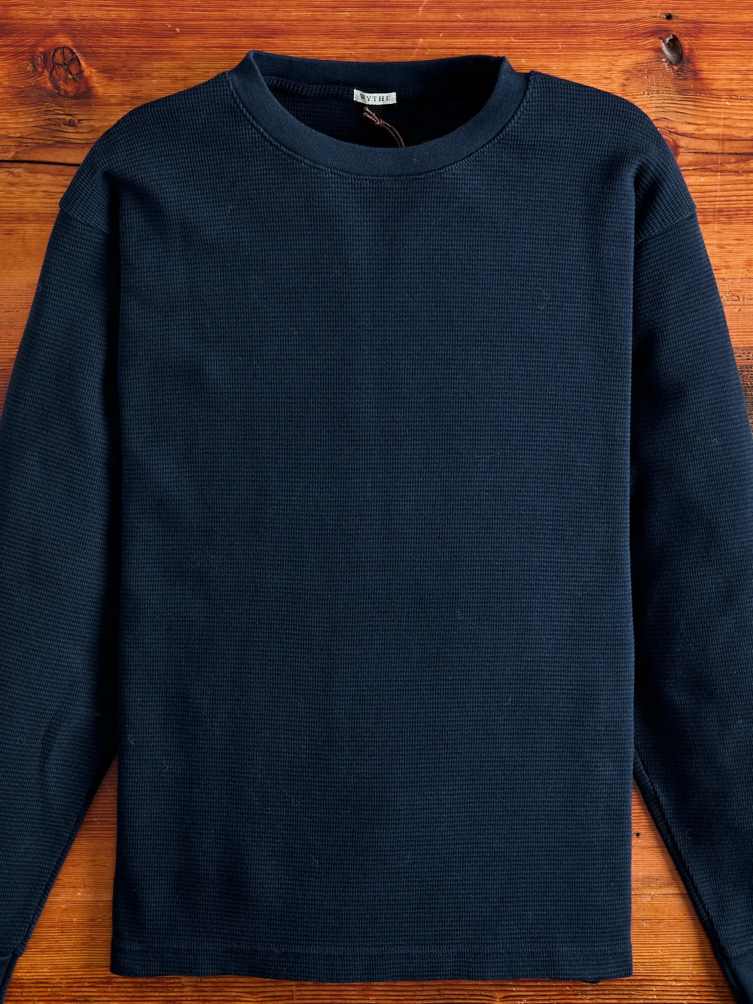 Cotton Longsleeve Thermal Knit in Dark Navy