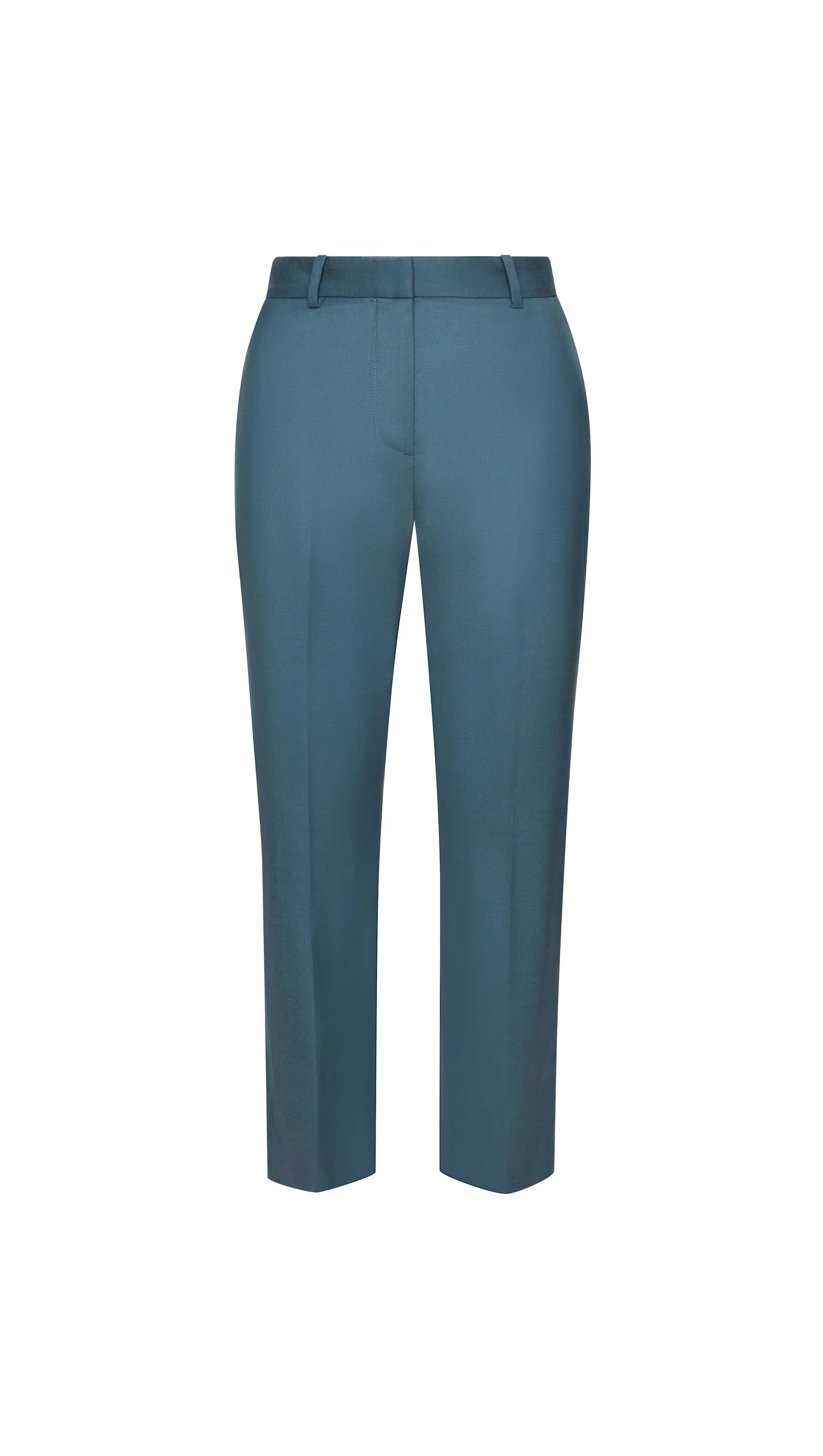 Cropped Straight Leg Trouser in Seasonless Wool | Stone Blue