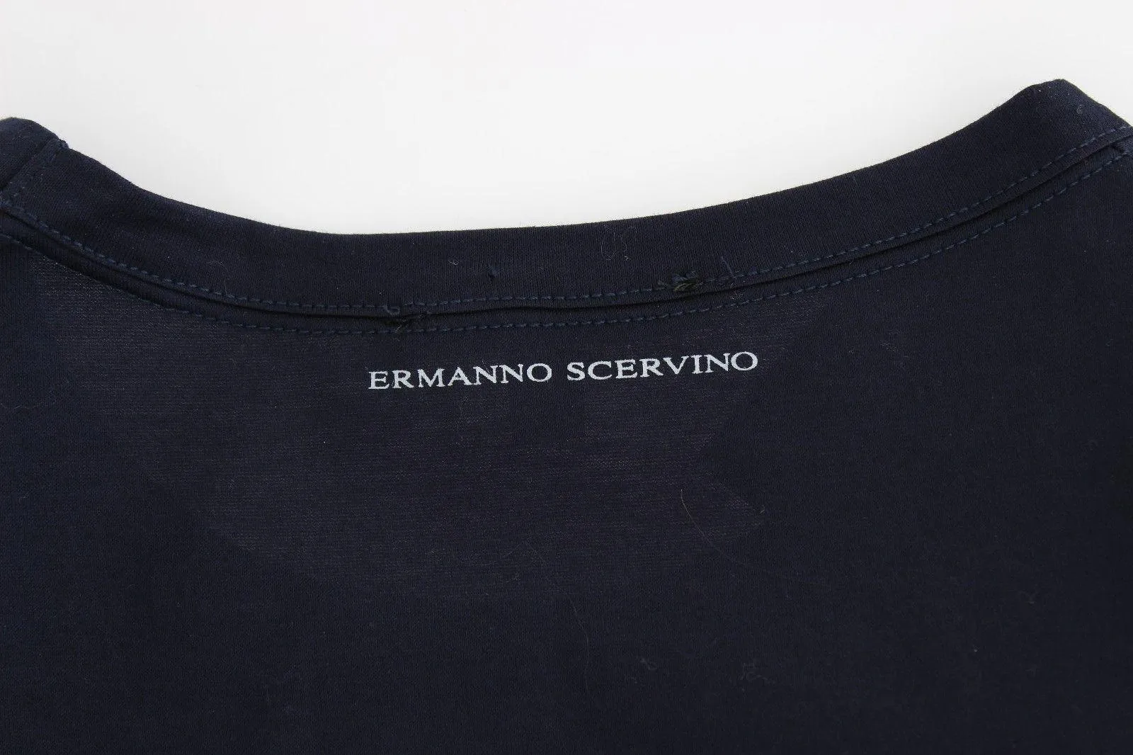 Ermanno Scervino Lingerie Blue Crewneck Cotton Logo T-shirt