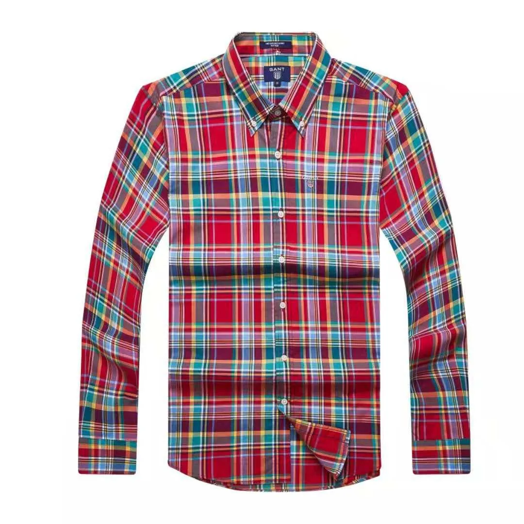 Gant Plain Men's Classic Button-Down Badge Red Crest Check Longsleeve Shirt