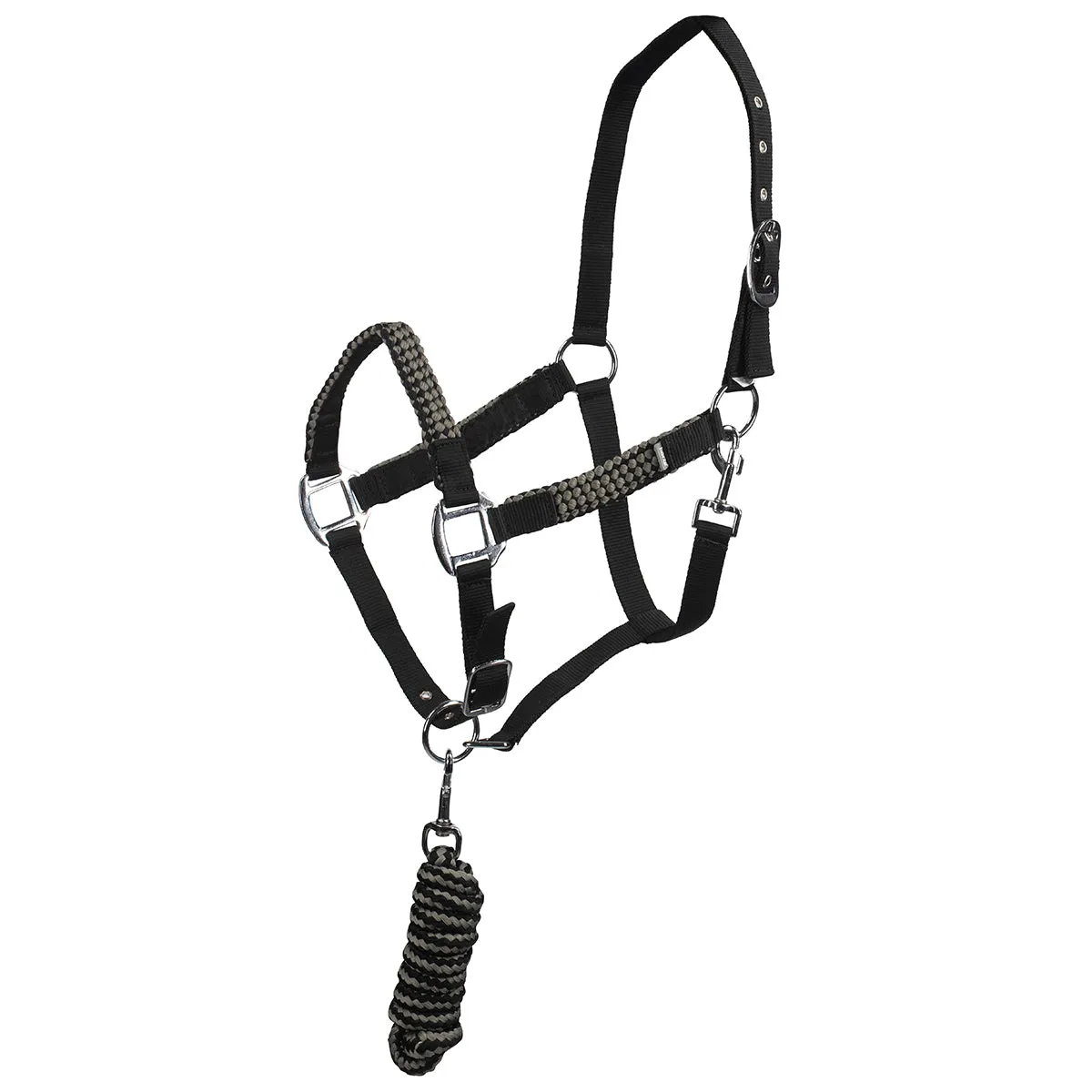 Halter & Lead Set (Black with Grey)