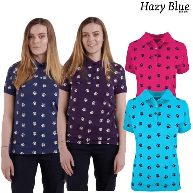 Hazy Blue Womens Short Sleeve Polo Shirt - Scarlett