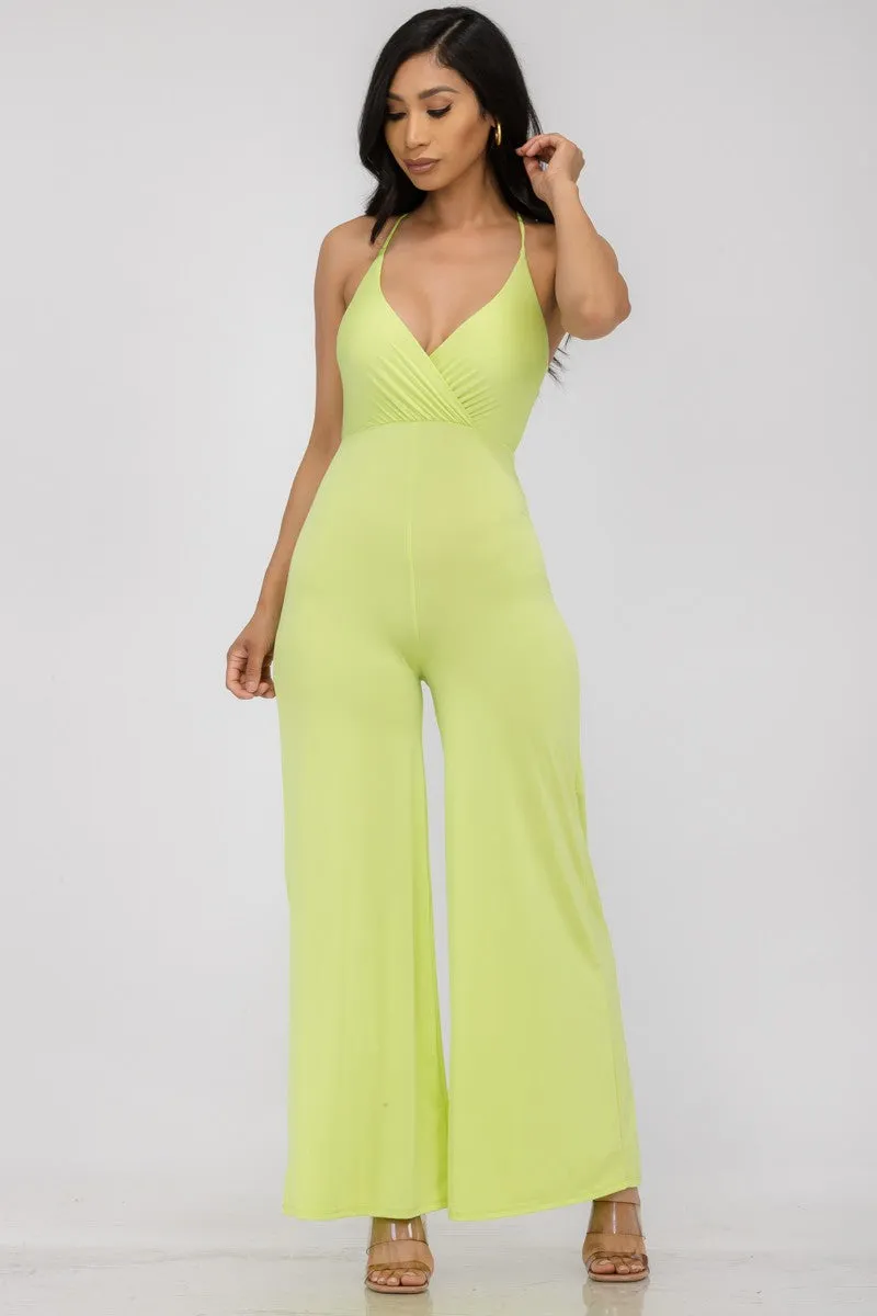 HH689R-SL - FLARE PANT SLEEVELESS JUMPSUIT