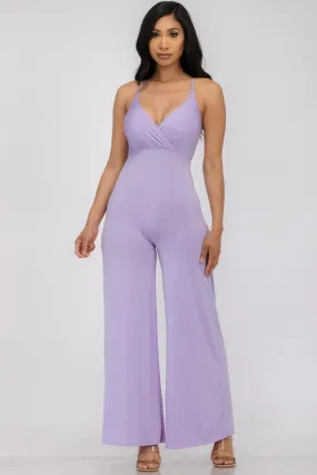 HH689R-SL - FLARE PANT SLEEVELESS JUMPSUIT