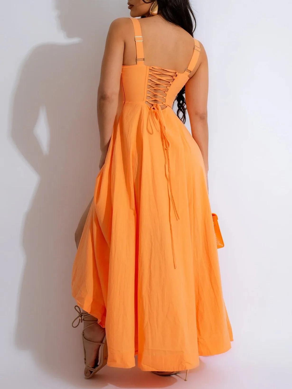 High Waist Spaghetti Strap Maxi Dress