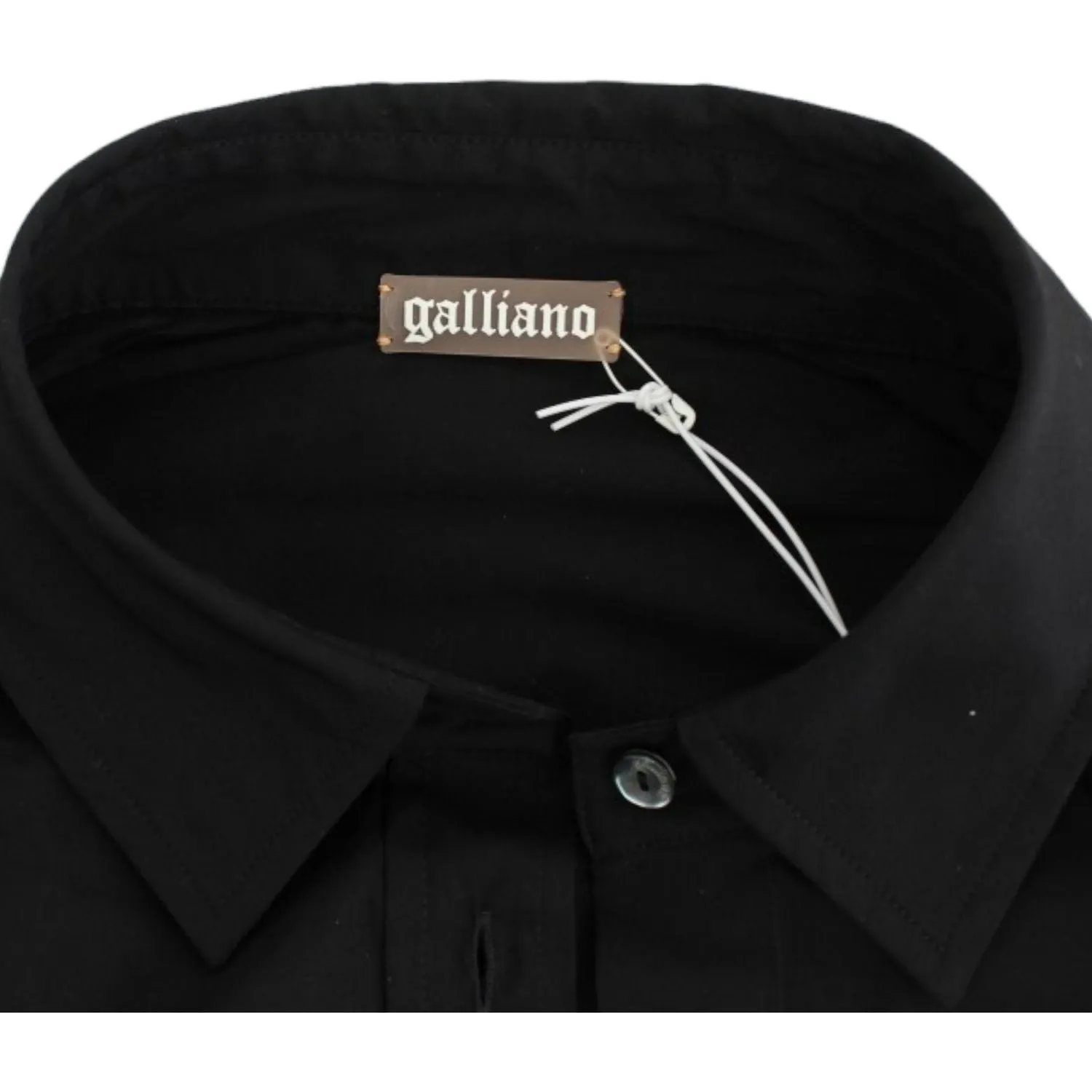 John Galliano Elegant Black Cotton Stretch Shortsleeve Blouse