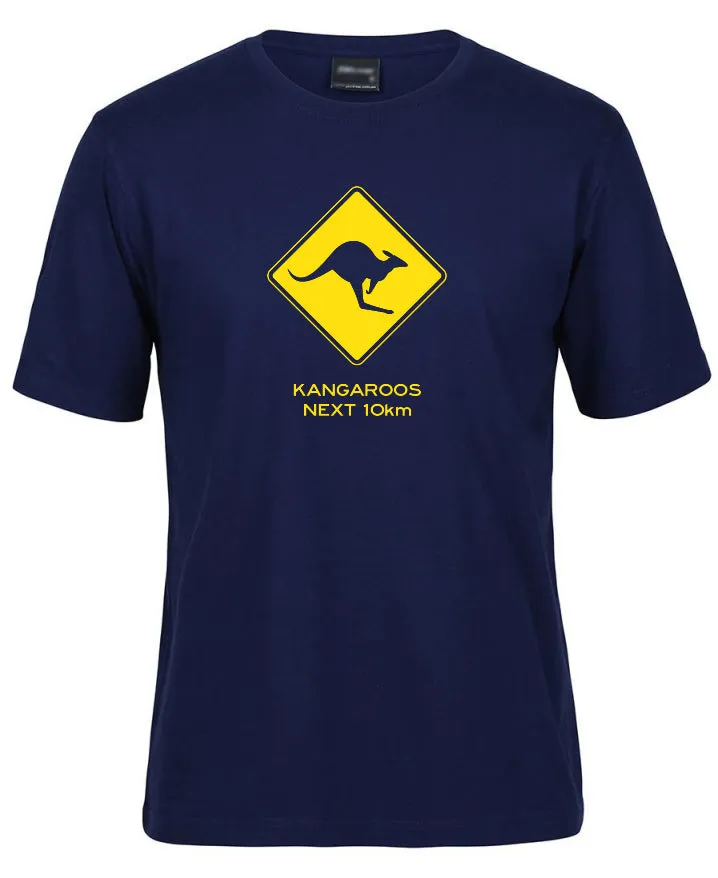 Kangaroos Next 10km Road Sign Adults T-Shirt (Various Colours)