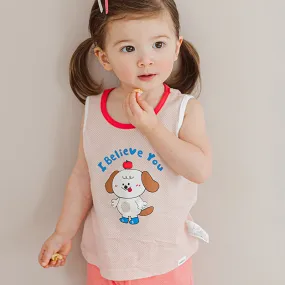 Kids Summer Seeveless Shirt Cotton Cool Mesh Pajamas Set - Apple Dog