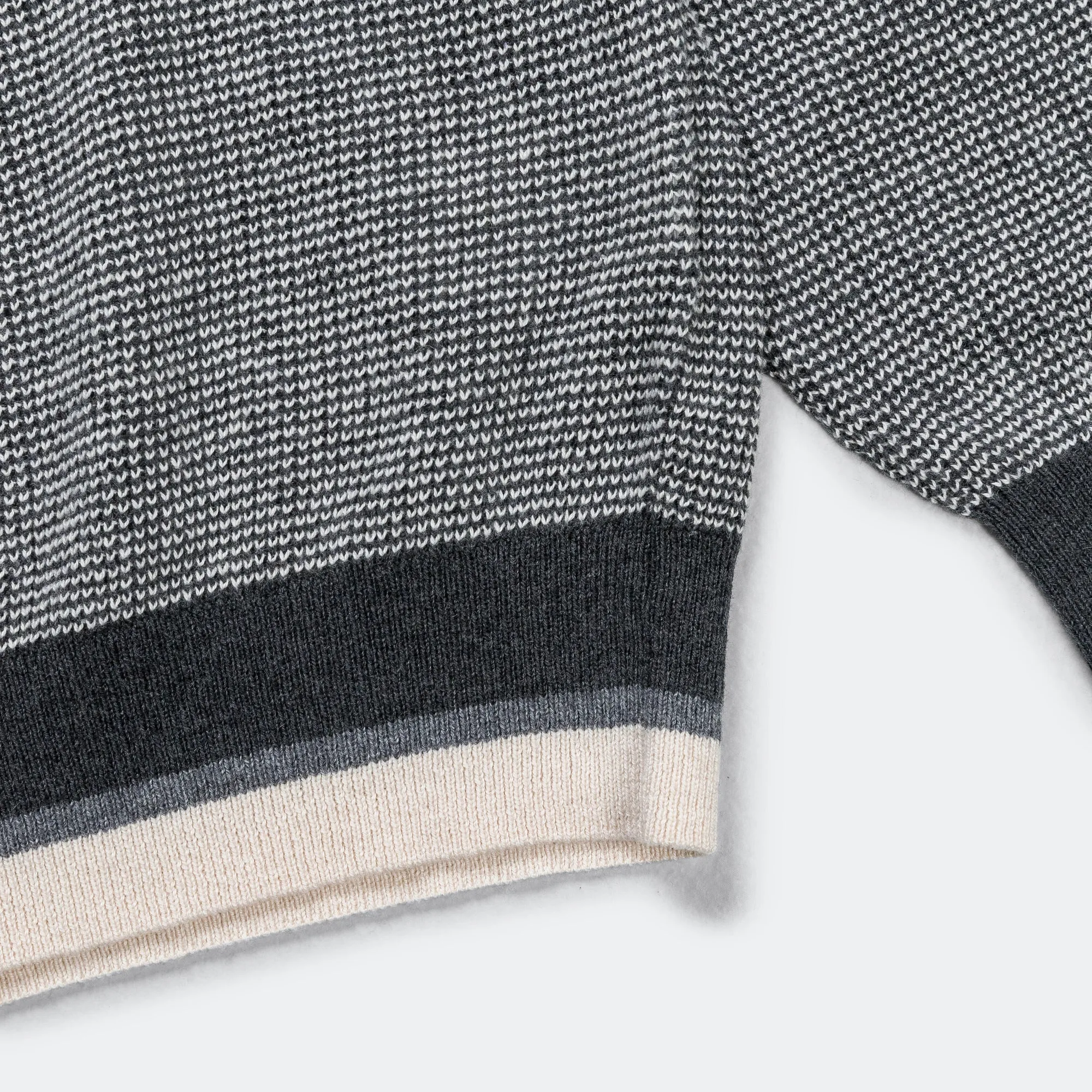 Knit Polo Collar Line - Charcoal Grey