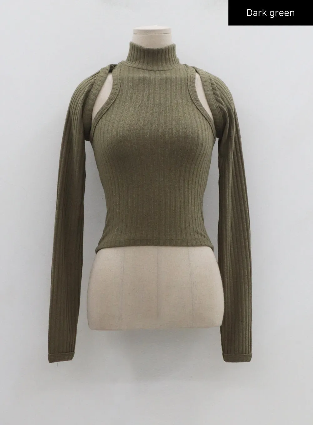 Knit Turtleneck Tank Top And Bolero Set CN11