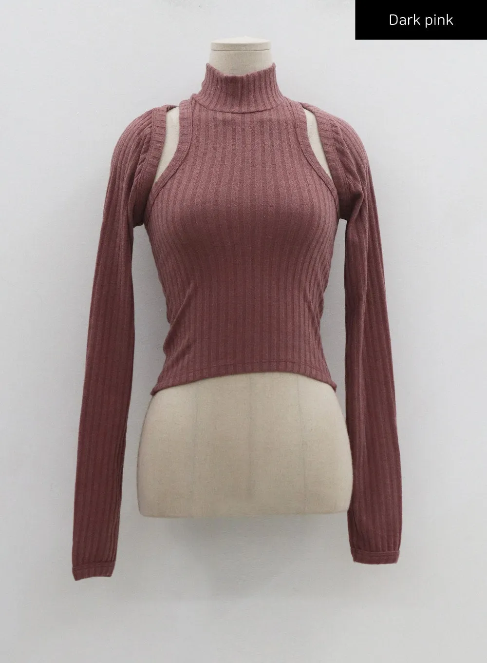 Knit Turtleneck Tank Top And Bolero Set CN11