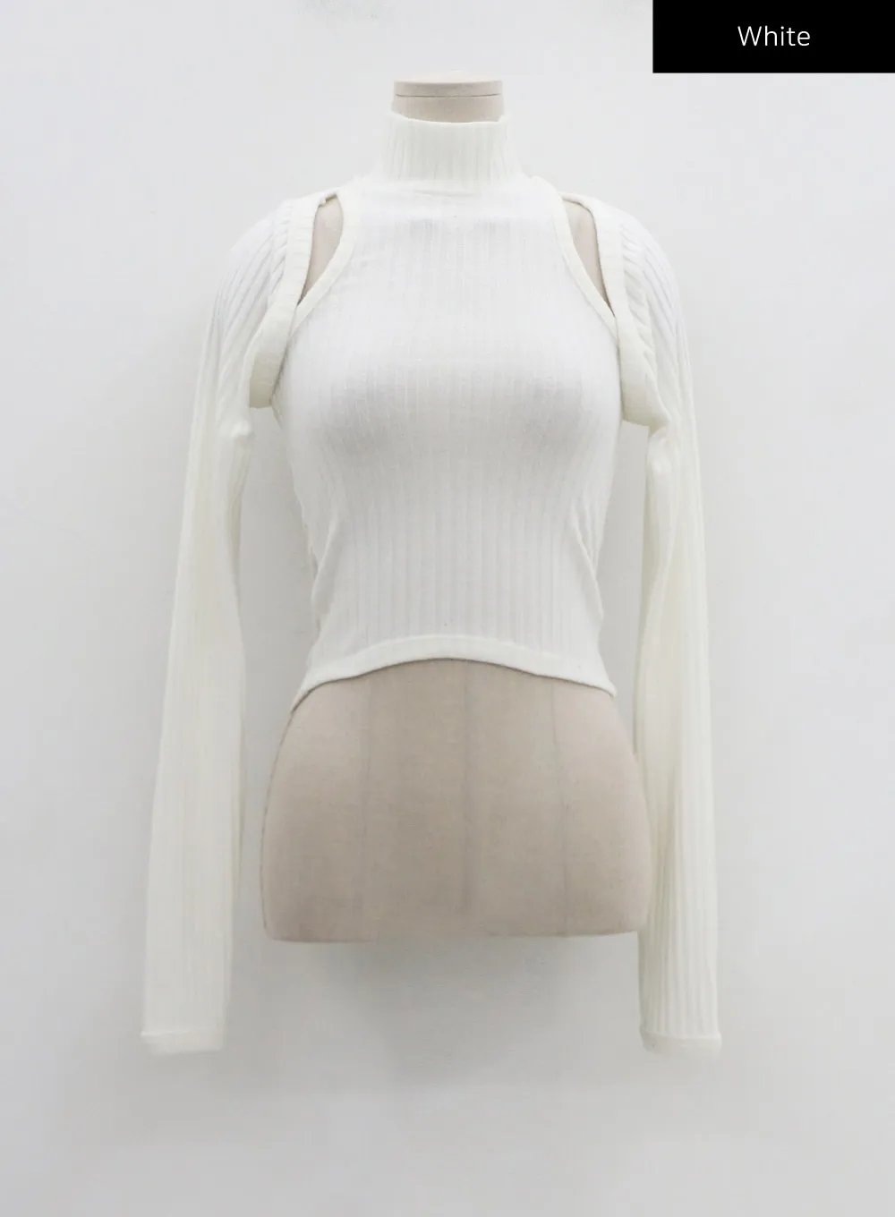 Knit Turtleneck Tank Top And Bolero Set CN11