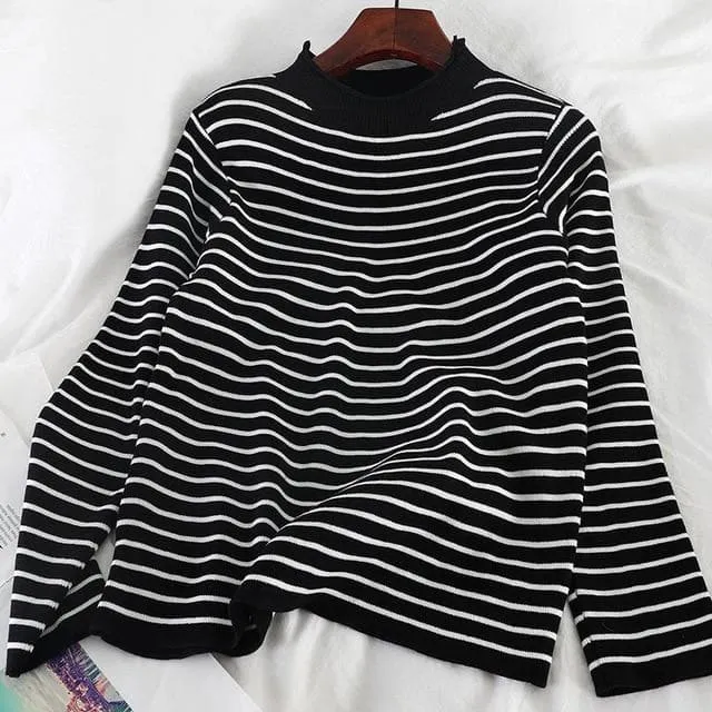 Knitted Turtleneck With Stripes