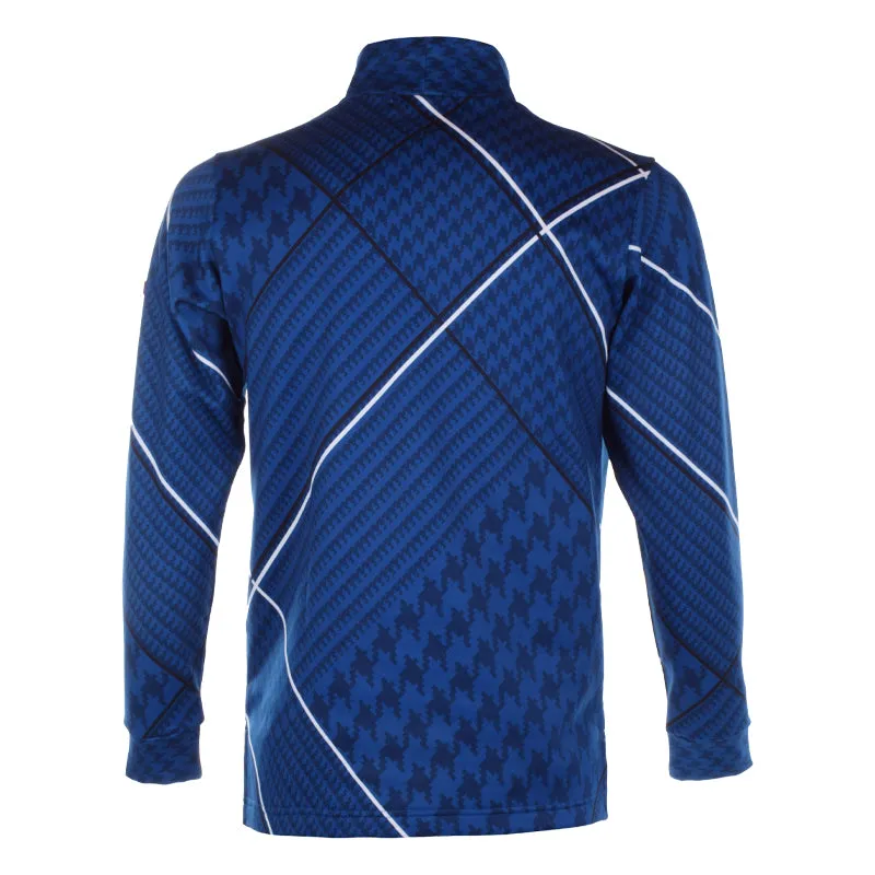 LE COQ SPORTIF GOLF Plaid High Neck Men's Longsleeve Shirt (Blue)