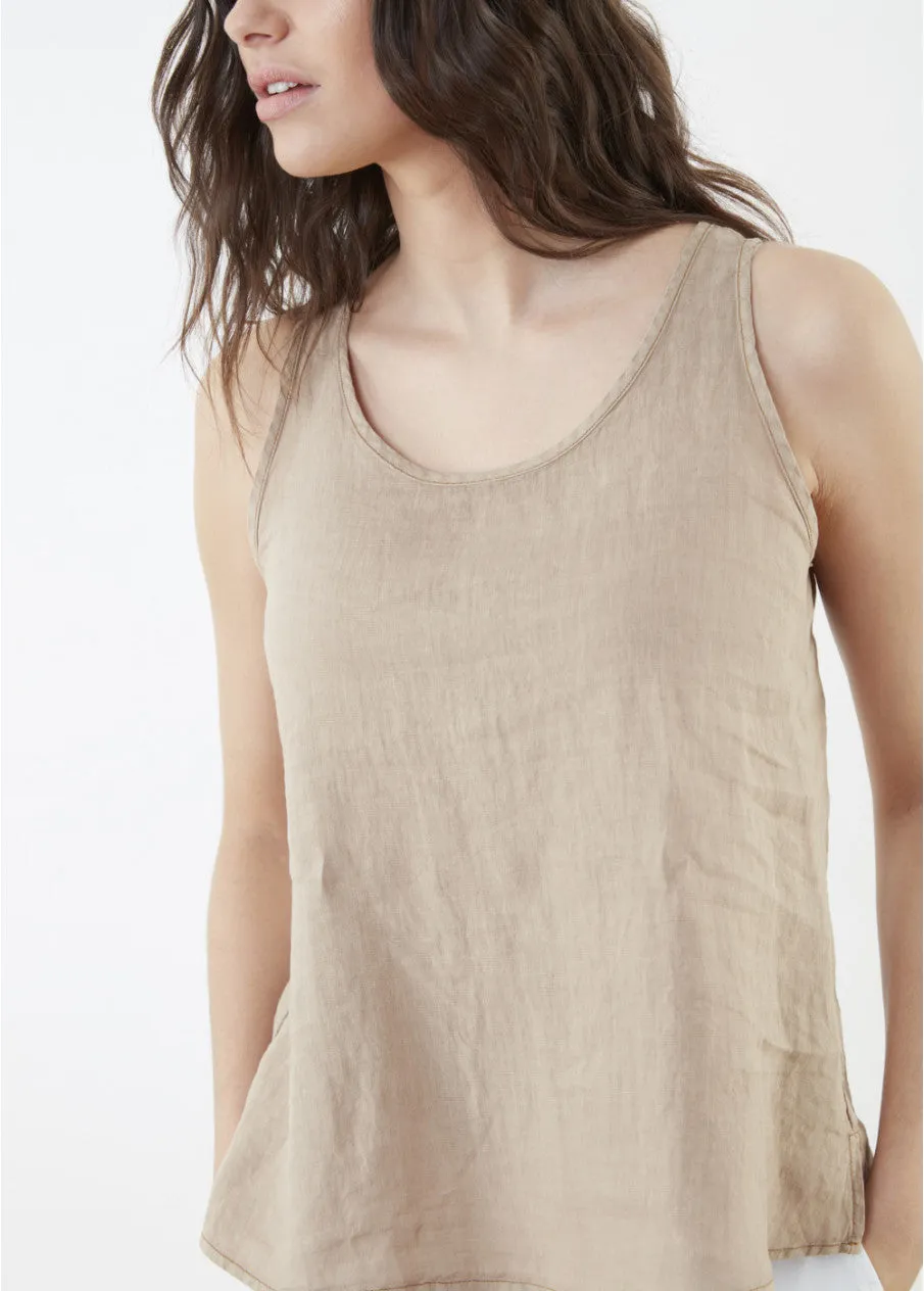 Lea Linen Sleeveless Tank Top.