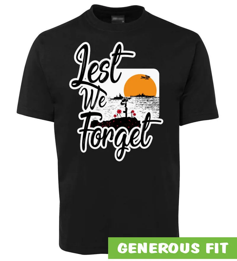 Lest We Forget Logo Adults T-Shirt (Black)