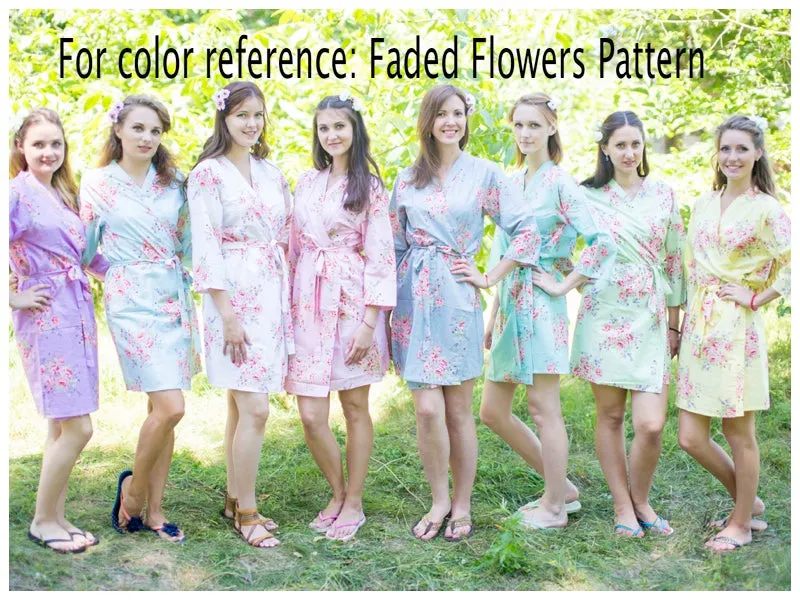 Lilac Faded Flowers Pattern Bridesmaids Robes