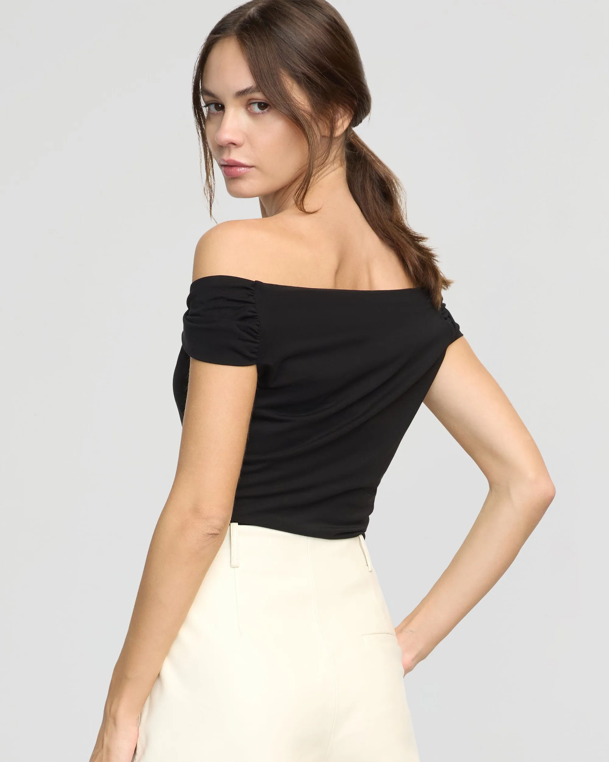 Mai Asymmetric Off-Shoulder Tee