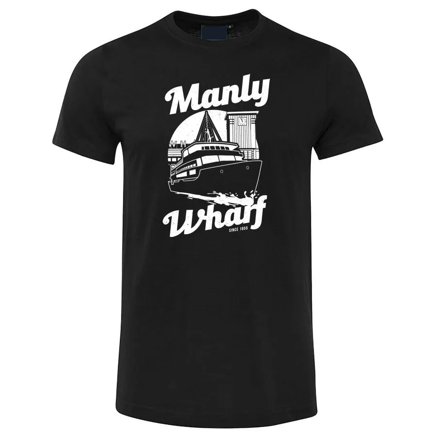 Manly Wharf Ferries Shortsleeve T-Shirt (Colour Choices, White Print)