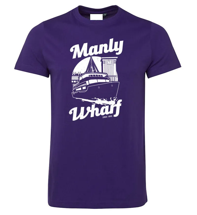 Manly Wharf Ferries Shortsleeve T-Shirt (Colour Choices, White Print)