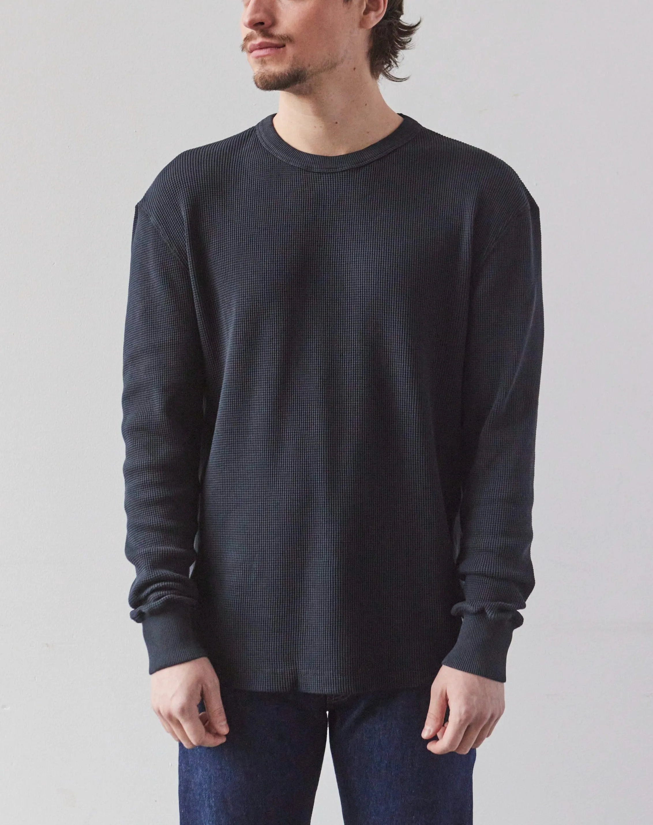 Merz b. Schwanen Waffle Structure Longsleeve, Charcoal