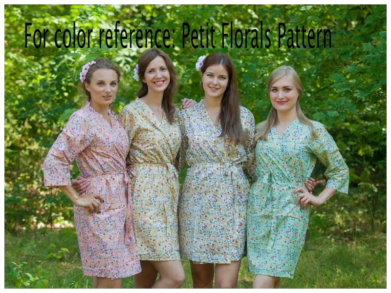 Mismatched Petit Floral Patterned Bridesmaids Robes in Soft Tones