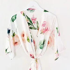 Monogram Spring Rose Satin Robe